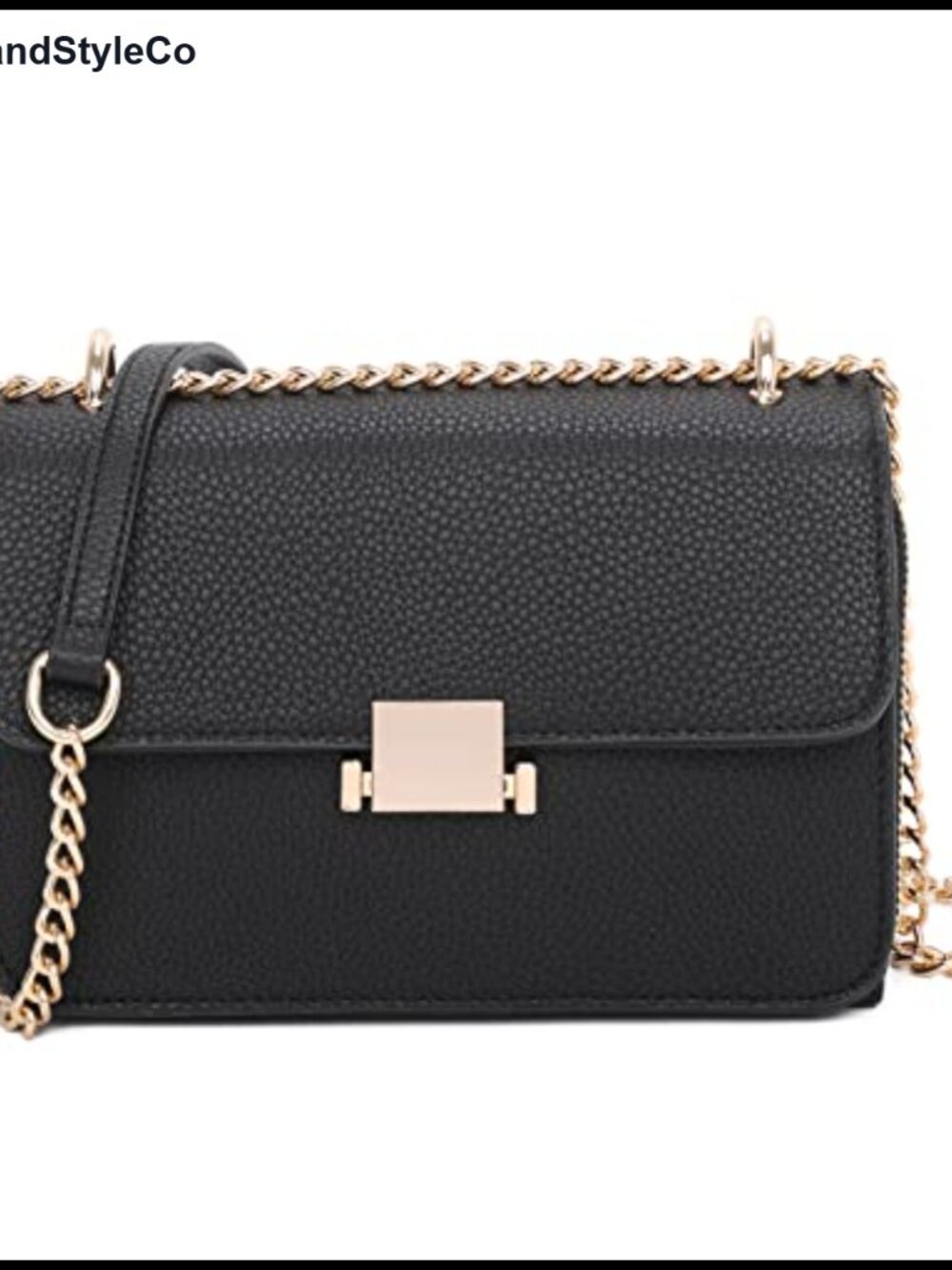 PU Leather Square Shoulder Bag Gold Chain Strap Crossbody Evening Satchel